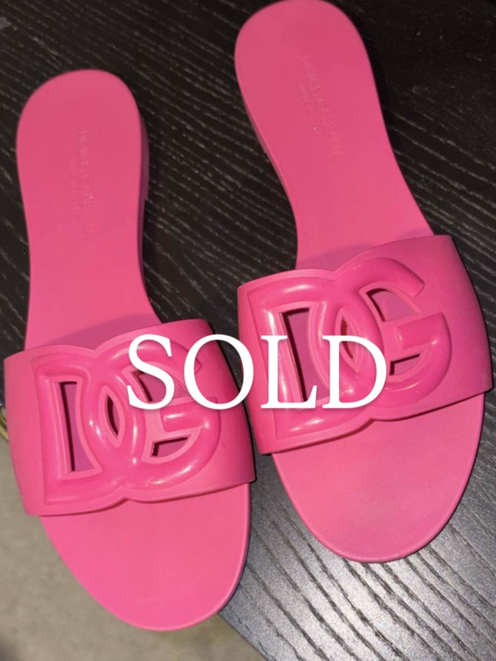 Dolce & Gabbana Bright Pink DG Logo Slide Sandals